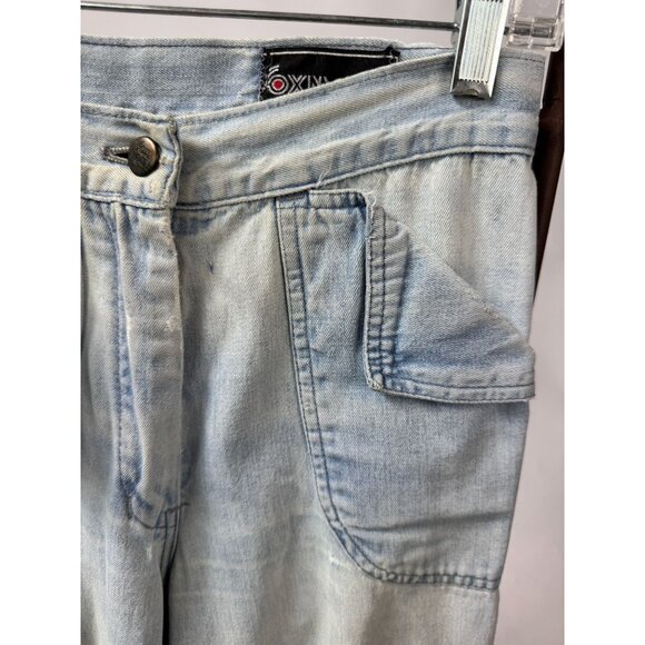Vintage Oxmoor Light Wash Denim Pants Womens Size 9 Embroidered Hand Patch Wide - Picture 13 of 16